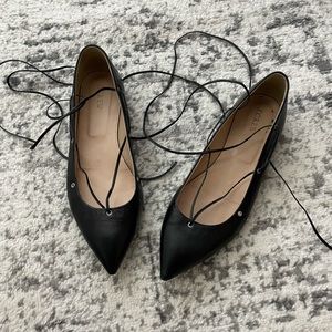 Leather lace up flats